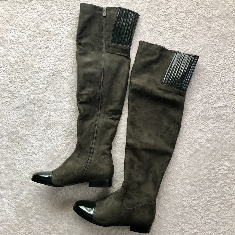 Olive Green Over the Knee Boots